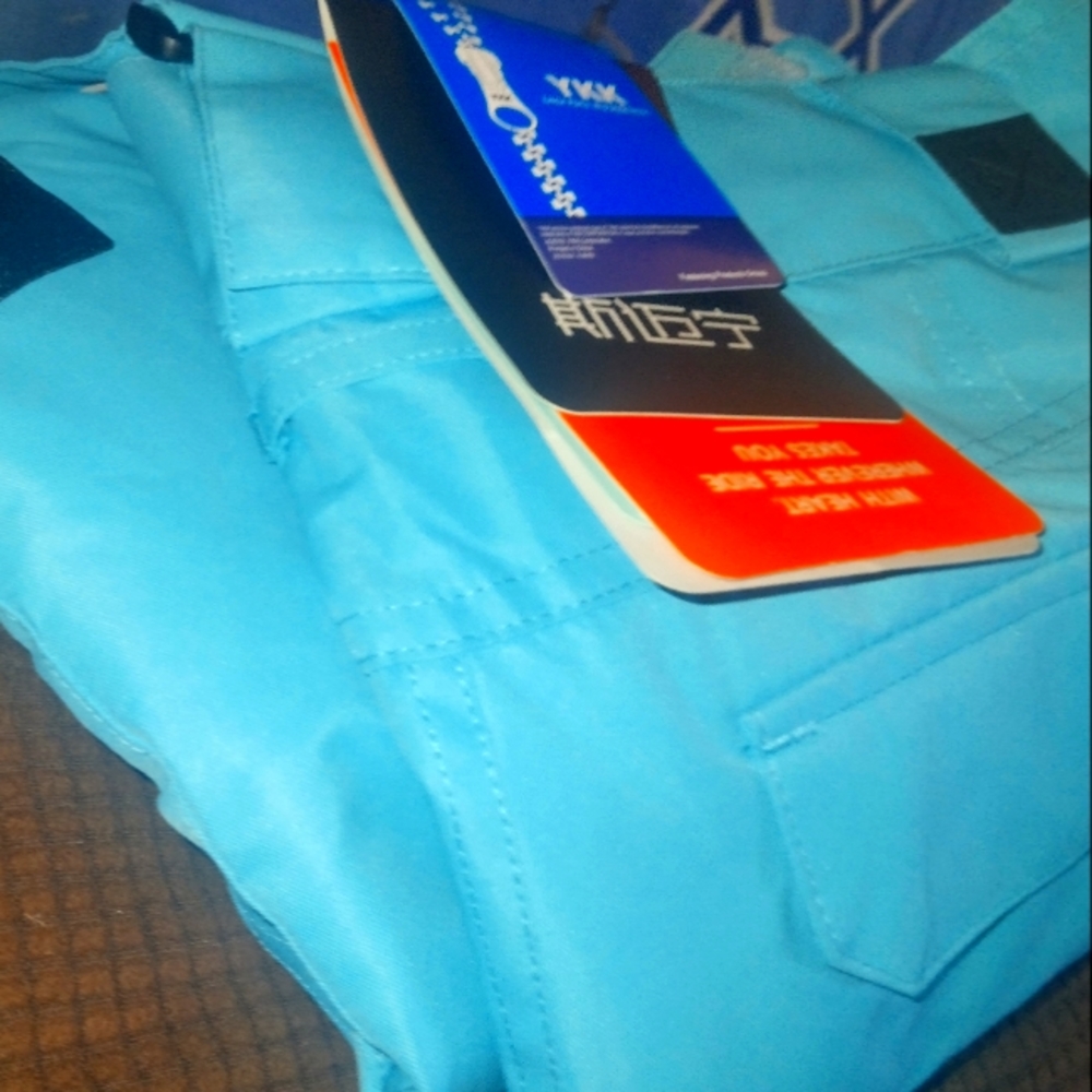 Size Medium "Ykk" Light Blue & Black Winter Pants w/ Suspenders